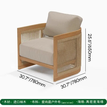 Nordic Style Outdoor Teak Woven Sofa Set Weather-Resistant Comfortable for Patios And Gardens