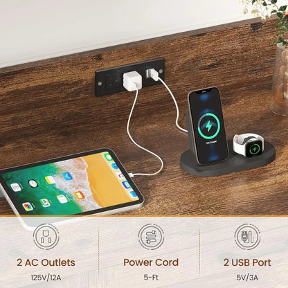 File Cabinet, Filing Cabinet fits Legal/Letter/A4 Size, 2 Drawer Filing Cabinets for Home Office with Lock, Power Strip