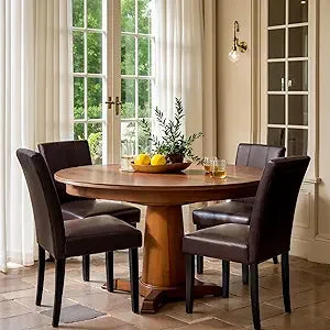 Dining Chairs Set of 4, Faux Leather Dining Room Chairs, Upholstered Parsons Chairs for Dining Room Kitchen Side Chair with Stu