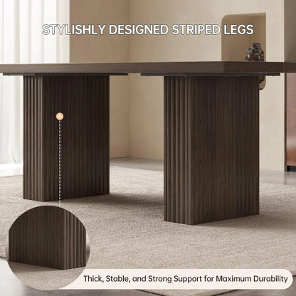 9-Piece Modern Dining Table Set, 66.93" Rectangular Kitchen Table with 8 Chairs, Long Dining Room Table for Living Room, Office,