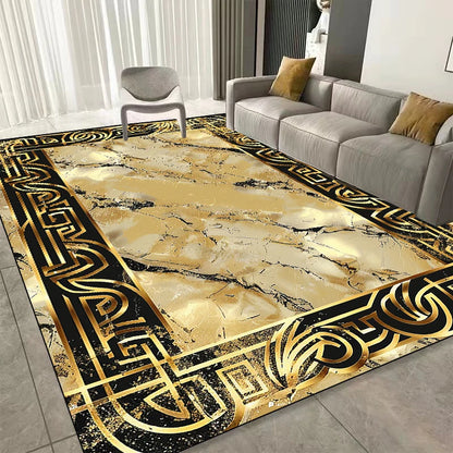 Modern Golden Frame Luxury Carpet Washable Lounge Rug Large Area Living Room Sofa Decoration Rug Bedroom Decor Bedside Floor Mat