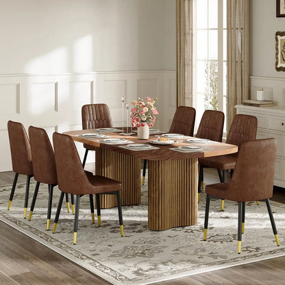 79" Dining Table Set for 8,Large Rectangular Dining Table Set for 8 with Cushioned Chairs,Modern Mid-Century Wood, Custom
