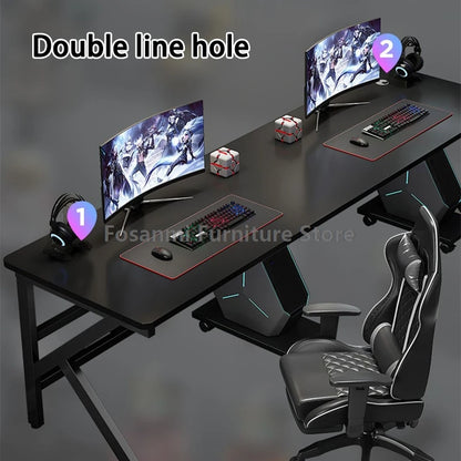 Large 2-Person Gamer PC Desk with K-Shaped Leg Modern Office Double Computer Desks Spacious Home Study Gaming Long Table for Two