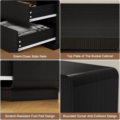 Fluted 9 Drawer Dresser for Bedroom Modern Wooden Chest of Drawers, Closet Storage Organizer for Living Room & Hallway