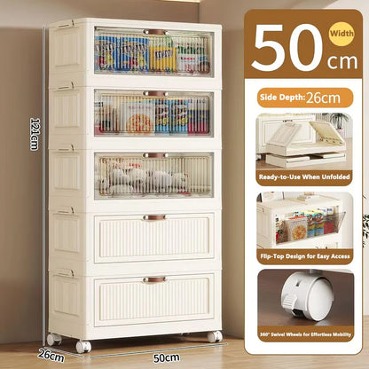 Multilayer Folding Storage Cabinet Multifunction Dustproof Wardrobe Easy-to-Install Closet Organizer for Sundries Locker