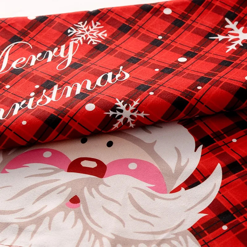 1PC Christmas Chair Back Cover Red Classic Christmas Pattern Merry Christmas For Restaurant Hotel Holiday Party Decoration