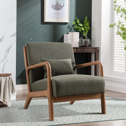 29*33*26 Inch Solid Color Solid Wood Living Room Chair 105° Backrest Non-Slip Casual Bedroom Chair With Pillow