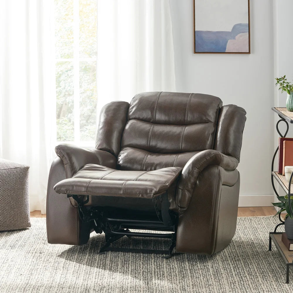 Classic Design, Dark Brown Plush Fabric, Glider Recliner