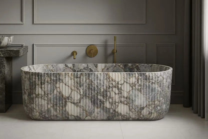 Custom Luxury Marble Bathtub-Hand Carved Solid Stone Bathtub, Independent Bathtub for Master Bathroom and Designed Centerpiece