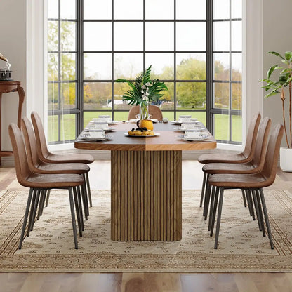 79" Dining Table Set for 8,Large Rectangular Dining Table Set for 8 with Cushioned Chairs,Modern Mid-Century Wood, Custom