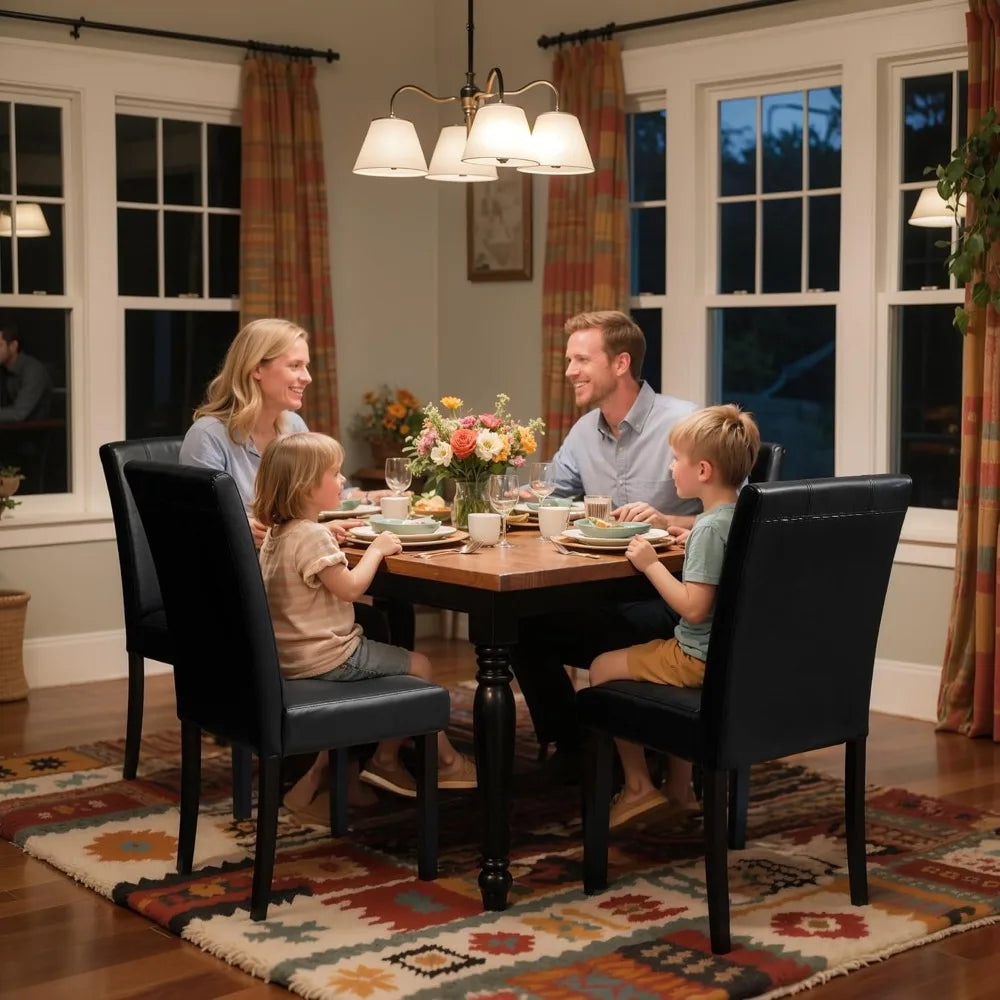 Dining Chairs Set of 4, Faux Leather Dining Room Chairs, Upholstered Parsons Chairs for Dining Room Kitchen Side Chair with Stu