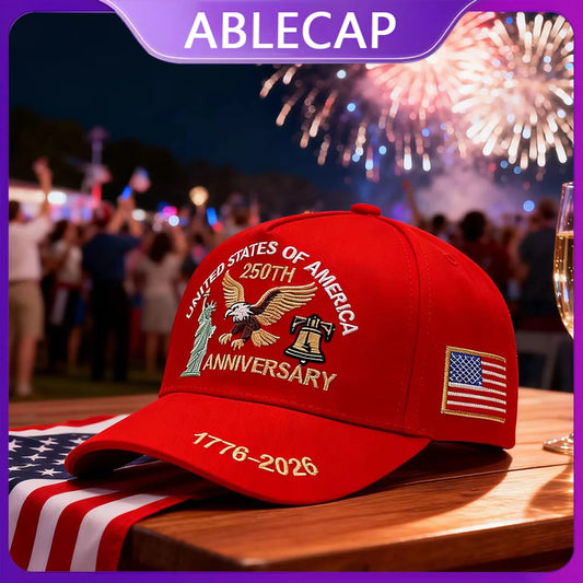 ABLECAP USA 250th Anniversary Hat Embroidered Eagle Liberty Bell Baseball Cap Men Women Patriotic American Flag Snapback Hat