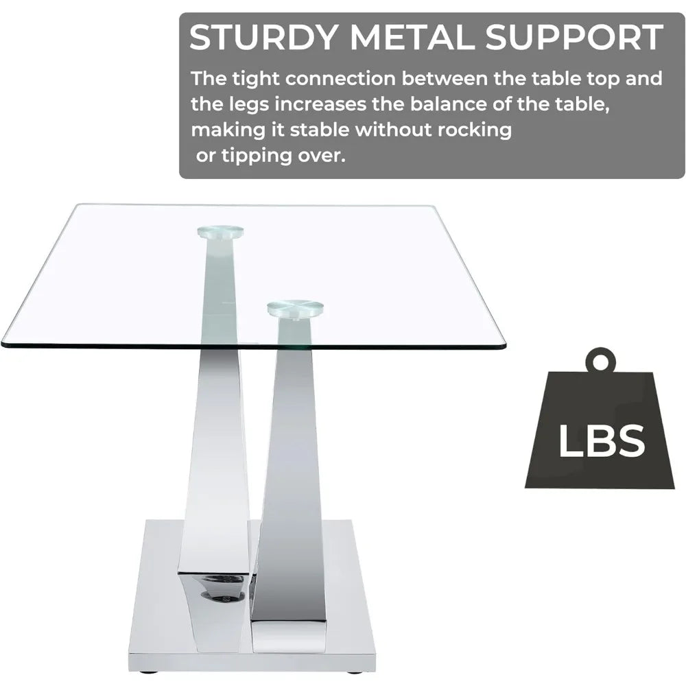 Glass Dining Table for 6 People, 62.8" Modern Kitchen Dining Room Table with Rectangular Tempered Glass Tabletop and U-Shape Ped
