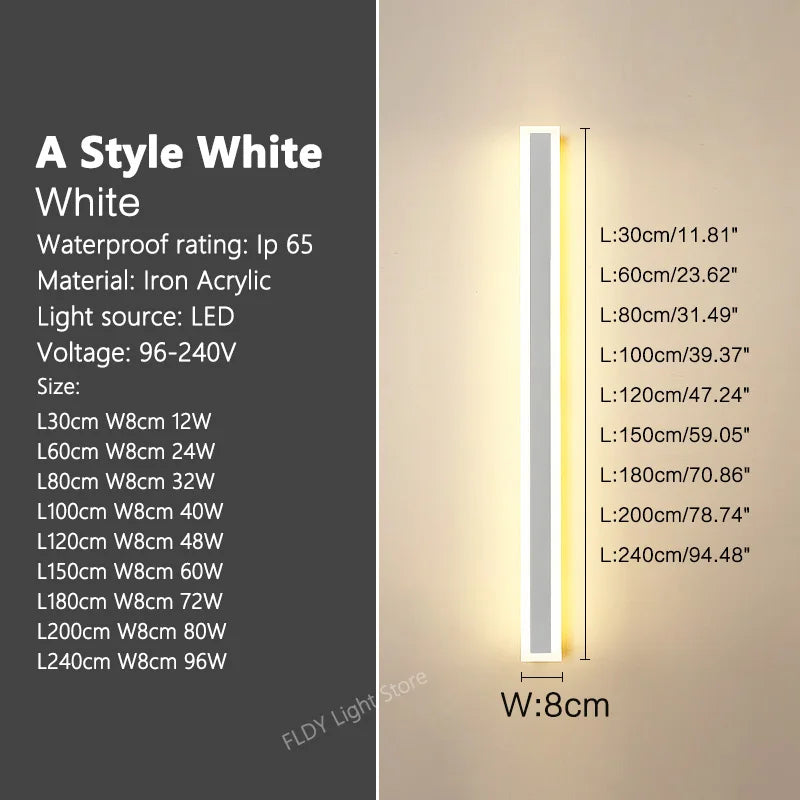 Wall Lamps Line Minimalist  Light Long Strip  Outdoor Waterproof Garden Decoration Villa Background Wall Garden Lights