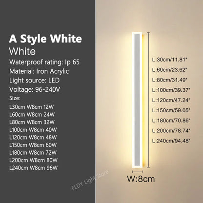 Wall Lamps Line Minimalist  Light Long Strip  Outdoor Waterproof Garden Decoration Villa Background Wall Garden Lights