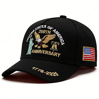 ABLECAP USA 250th Anniversary Hat Embroidered Eagle Liberty Bell Baseball Cap Men Women Patriotic American Flag Snapback Hat
