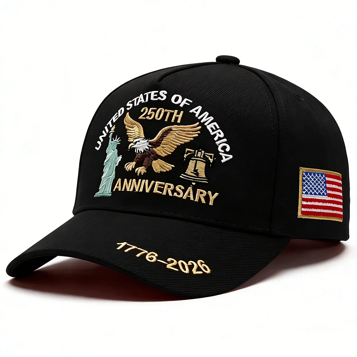 ABLECAP USA 250th Anniversary Hat Embroidered Eagle Liberty Bell Baseball Cap Men Women Patriotic American Flag Snapback Hat