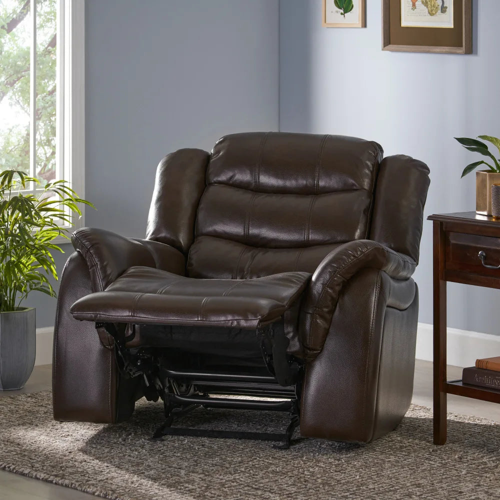 Classic Design, Dark Brown Plush Fabric, Glider Recliner