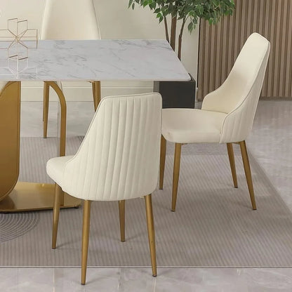 Modern PU Leather Dinner Chairs Set of 2 with Metal Legs for Kitchen Dining Bedroom Living Room Accent Chairs，Customized