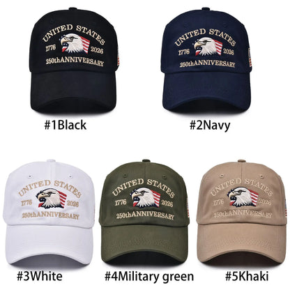 United States 250th Anniversary Baseball Cap - Eagle & Liberty Design, Handmade Embroidery Hat for Men Women, Adjustable
