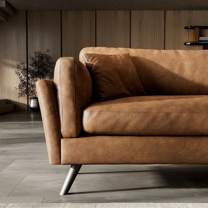 Italian retro first-layer cowhide sofa straight row full aniline leather multi-person medium and ancient style
