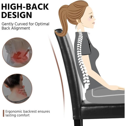 Dining Chairs Set of 6 Faux Leather Modern Dining Room Chairs with Rubberwood Legs and Padded Seat for Kitchen/Living Room/Rest