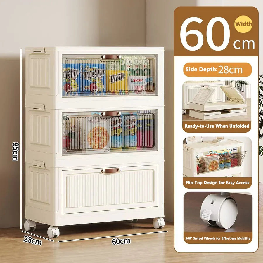 Multilayer Folding Storage Cabinet Multifunction Dustproof Wardrobe Easy-to-Install Closet Organizer for Sundries Locker