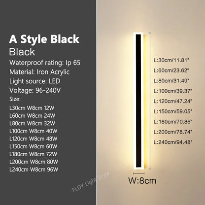 Wall Lamps Line Minimalist  Light Long Strip  Outdoor Waterproof Garden Decoration Villa Background Wall Garden Lights