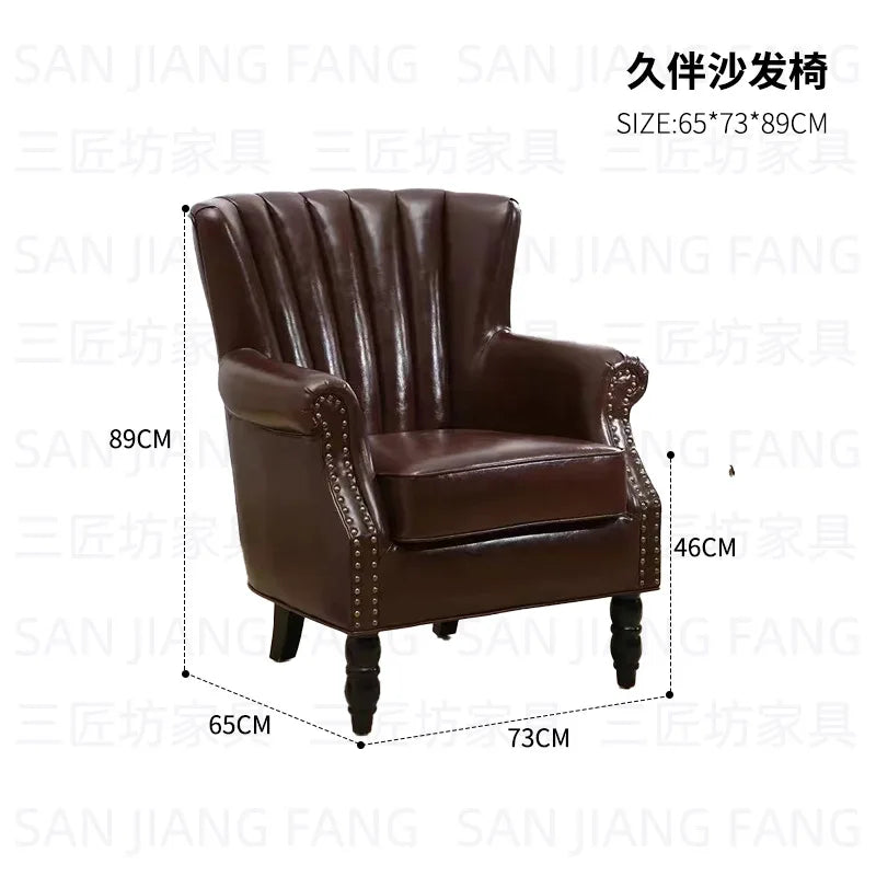 American Retro Style Bar Sofa Chair Clear Bar Small Restaurant Commercial Table and Chair Combination Single Chair