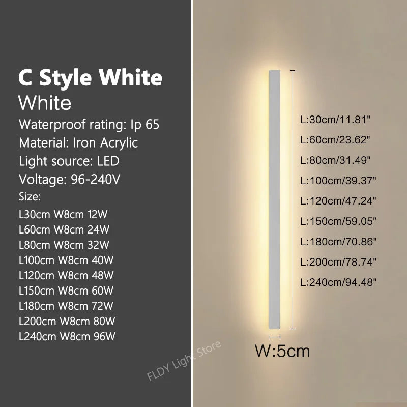 Wall Lamps Line Minimalist  Light Long Strip  Outdoor Waterproof Garden Decoration Villa Background Wall Garden Lights