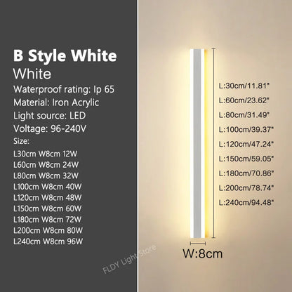 Wall Lamps Line Minimalist  Light Long Strip  Outdoor Waterproof Garden Decoration Villa Background Wall Garden Lights