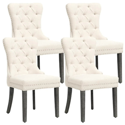 Velvet Dining Chairs Set of 4, Upholstered High-end Tufted Dining Room Chair with Nailhead Back Ring Pull Trim, Customized