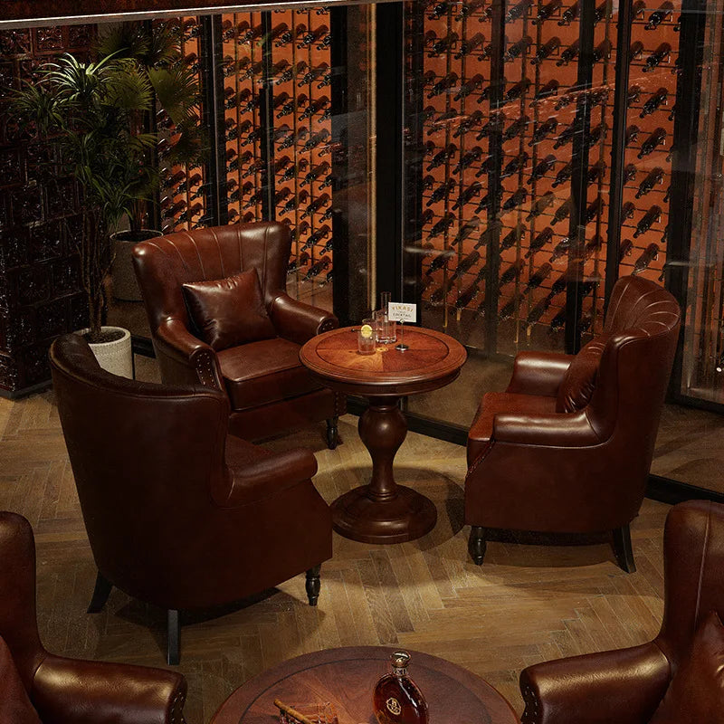 American Retro Style Bar Sofa Chair Clear Bar Small Restaurant Commercial Table and Chair Combination Single Chair