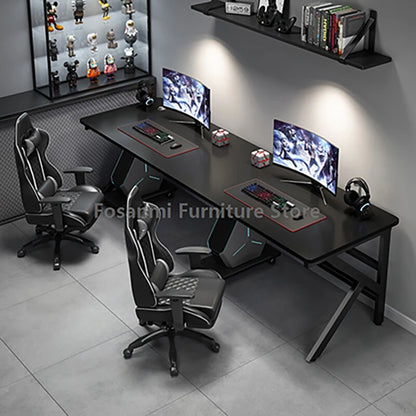 Large 2-Person Gamer PC Desk with K-Shaped Leg Modern Office Double Computer Desks Spacious Home Study Gaming Long Table for Two