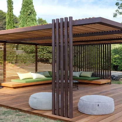 Retractable Aluminum Louvered Pergola Motorized Electric Garden Pavilion with Remote Control, Multiple Shading Scenarios