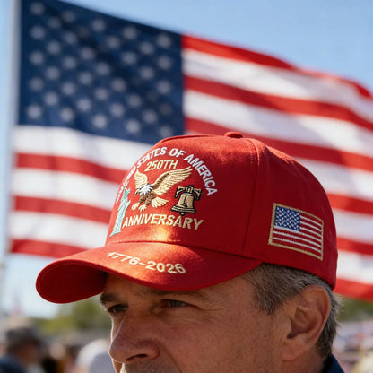 ABLECAP USA 250th Anniversary Hat Embroidered Eagle Liberty Bell Baseball Cap Men Women Patriotic American Flag Snapback Hat