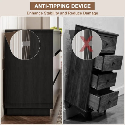 Fluted 9 Drawer Dresser for Bedroom Modern Wooden Chest of Drawers, Closet Storage Organizer for Living Room & Hallway