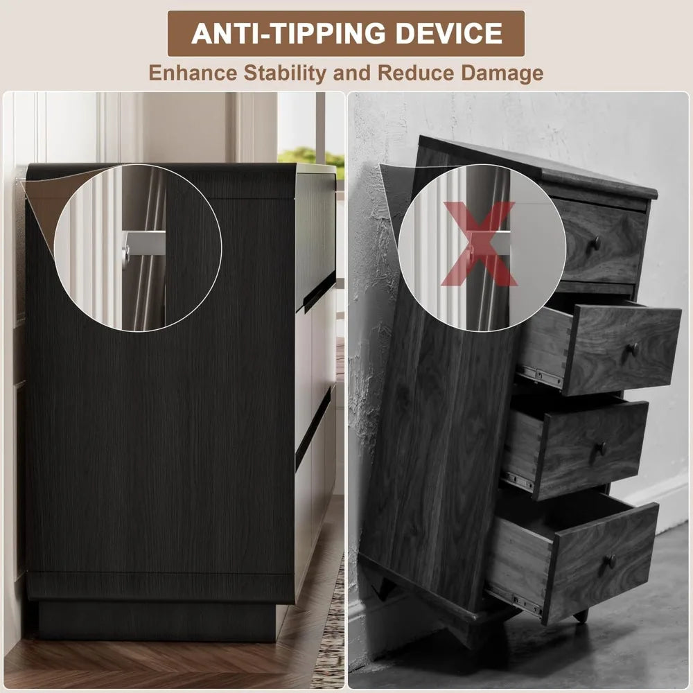 Fluted 9 Drawer Dresser for Bedroom Modern Wooden Chest of Drawers, Closet Storage Organizer for Living Room & Hallway