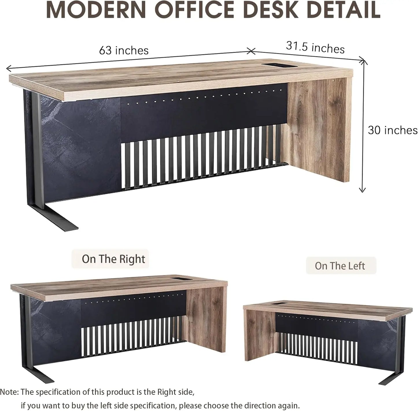 63in Modern Executive Office Desk Computer Writing Desk for Home Office Business Furniture Desk Workstation Stainless Steels