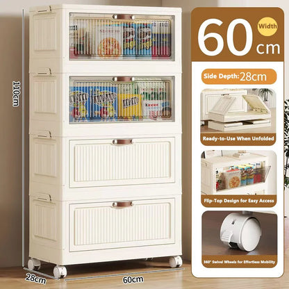 Multilayer Folding Storage Cabinet Multifunction Dustproof Wardrobe Easy-to-Install Closet Organizer for Sundries Locker
