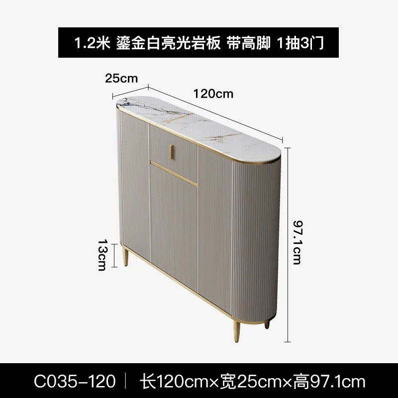 Ultra-thin dining side cabinet, light luxury style small apartment, entrance cabinet, modern simple rock slab living room
