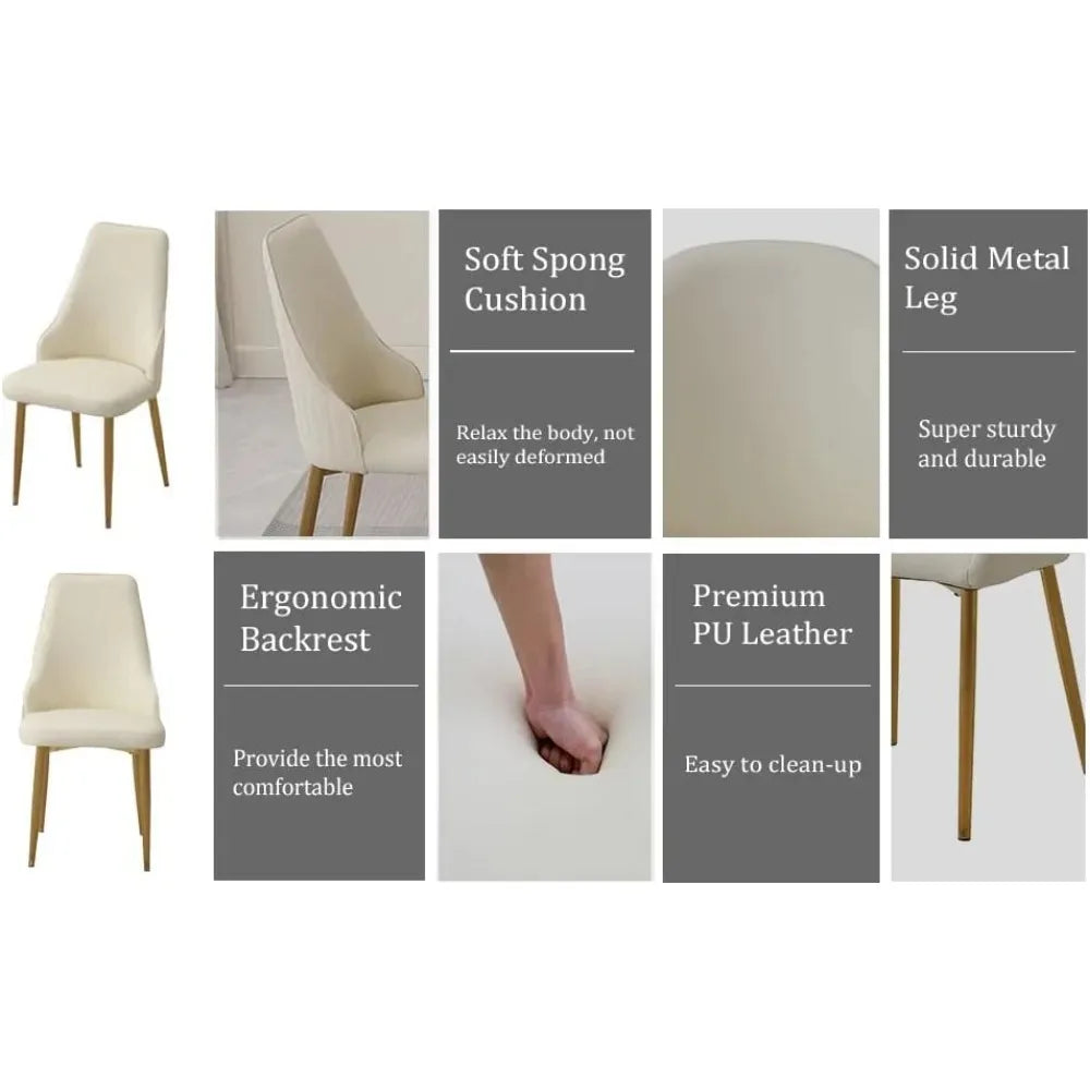 Modern PU Leather Dinner Chairs Set of 2 with Metal Legs for Kitchen Dining Bedroom Living Room Accent Chairs，Customized