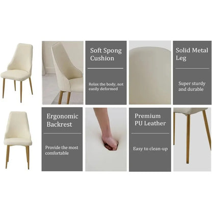 Modern PU Leather Dinner Chairs Set of 2 with Metal Legs for Kitchen Dining Bedroom Living Room Accent Chairs，Customized