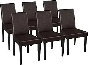 Dining Chairs Set of 6 Faux Leather Modern Dining Room Chairs with Rubberwood Legs and Padded Seat for Kitchen/Living Room/Rest