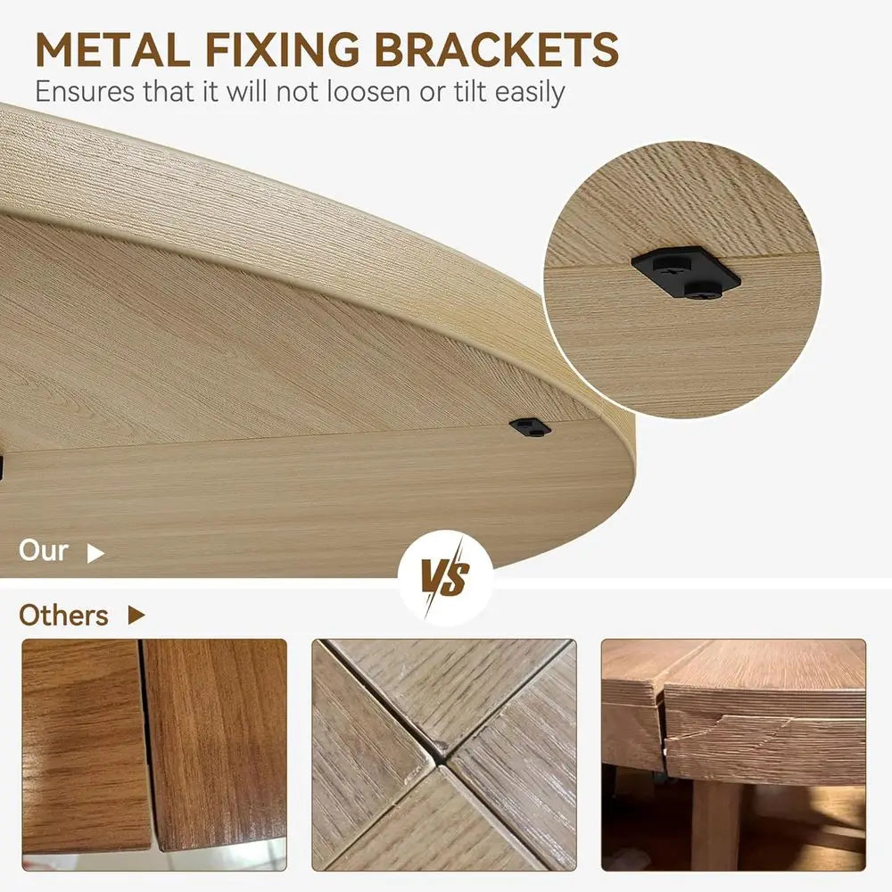 Farmhouse Style Dining Table Set for 4-6, Wooden Top Circle Table, Pedestal Base, Dining Room Furniture - Burlywood Finish