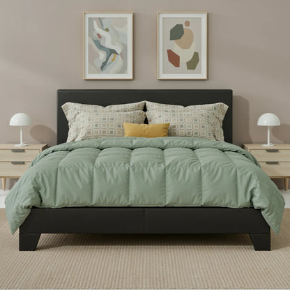 HOOMIC Full/Queen/King Upholstered Bed Frame with Adjustable Linen Headboard, Sturdy Wood Slats & Quiet Support