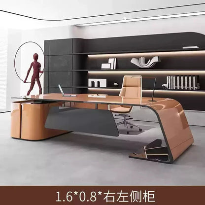 European High Quality Office Desk Cheap Executive Study Standing Office Desk Storage Floor Boss Wooden Escritorio Furniture