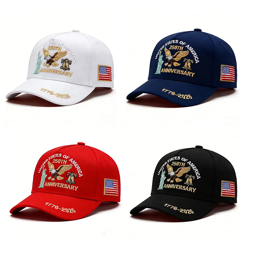 ABLECAP USA 250th Anniversary Hat Embroidered Eagle Liberty Bell Baseball Cap Men Women Patriotic American Flag Snapback Hat