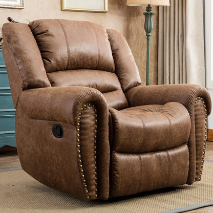 Leather Recliner Chair Manual Recliner Chair with Comfortable Arms and Back Single Sofa for Living Room