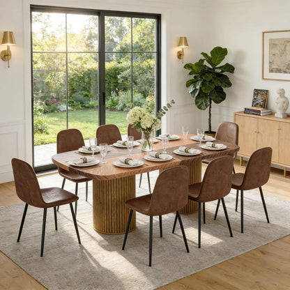 79" Dining Table Set for 8,Large Rectangular Dining Table Set for 8 with Cushioned Chairs,Modern Mid-Century Wood, Custom
